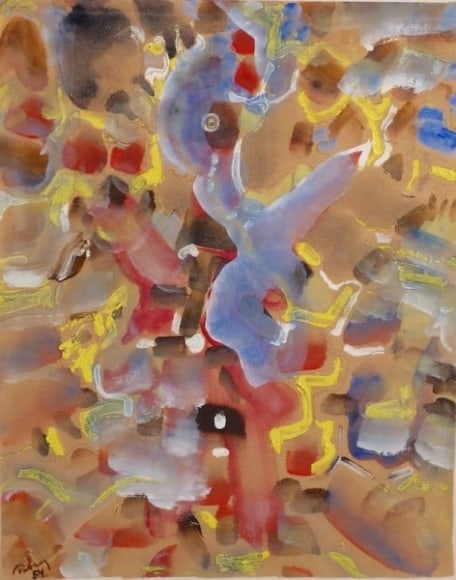 Mark Tobey, 1890 - 1976, Untitled Abstract, 1954, Tempera on Paper, H 12.5&rdquo; x W 10&rdquo;, Signed and Dated Lower Left