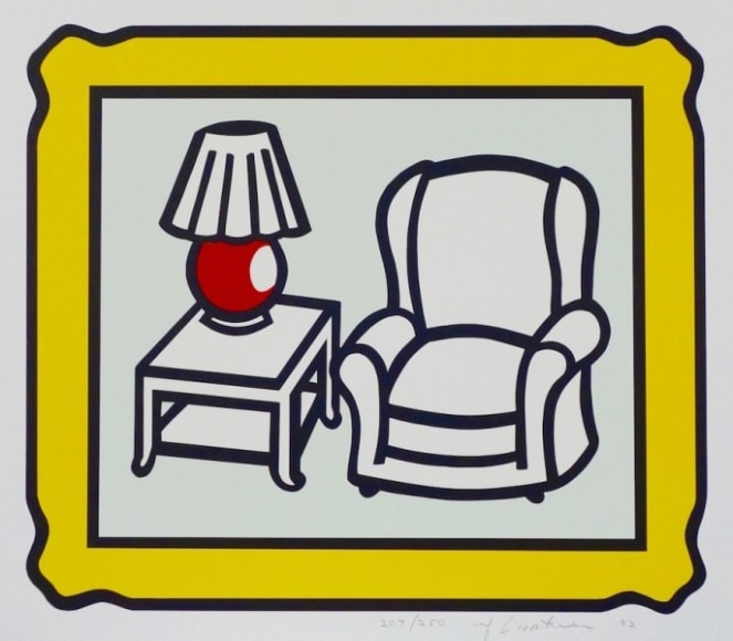 Roy Lichtenstein, 1923 - 1997, Red Lamp, 1992, Lithograph in Colors, H 16&quot; x 18.5&quot;, image size, Signed and Dated Lower Right in Pencil