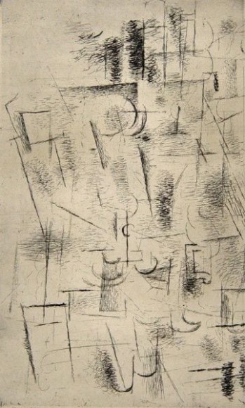 Georges Braque (1882 - 1963) Composition (Nature morte aux verres) 1912 Etching H 13.5&quot; x W 8.25&quot; Signed Lower Right - &ldquo;G. Braque&rdquo; Price Upon Request