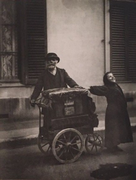 Eug&egrave;ne Atget (1857 - 1927) The Organ Grinder 1898 Gelatin Silver Print Mounted to Board H 8.5&quot; x W 6.5&quot; Berenice Abbott Copyright Stamp Verso Printed circa 1960 by Berenice Abbott Price Upon Request