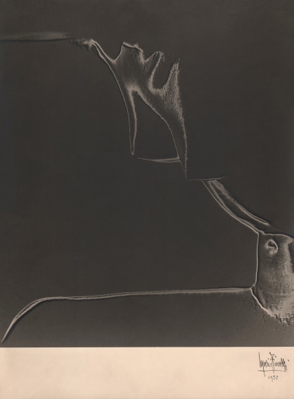 Mario Finazzi, Studio No. 21, ​1950. Abstract solarized nude female torso extending from the right of the frame.