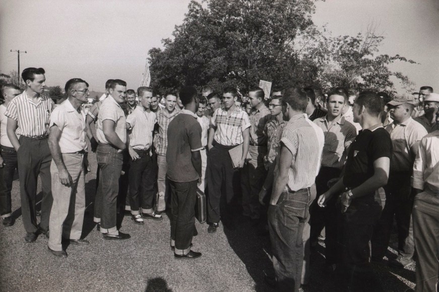15. Joe Scherschel (1921-2004), Student Steve Poster is surrounded by a crowd of White Supremacists outside of Texarkana College, (Variant, Sept. 24, 1956 Issue, p. 46), 1956