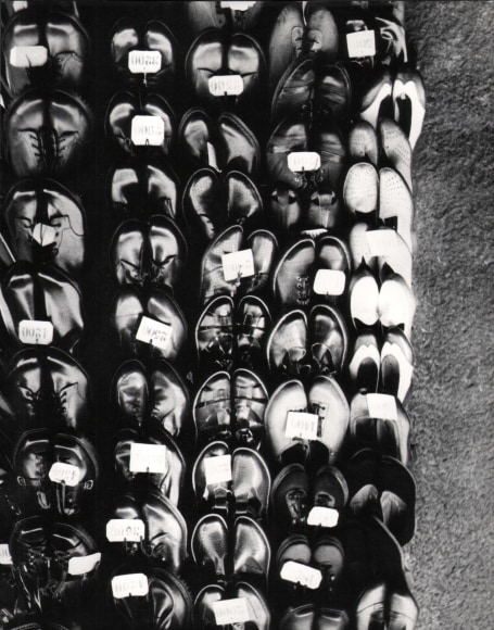 Mario Carrieri, Milano, ​c. 1958. Rows of shoes with numbered tags.