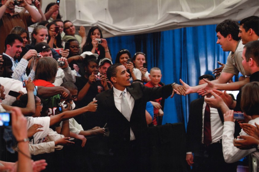 30. U.S. Senator Barack Obama while on the campaign trail.