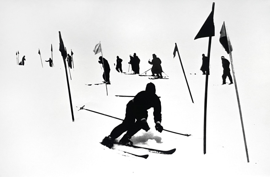 34. Marvin E. Newman (b. 1927), Slalom poles mark skier&rsquo;s route on Vermont hillside&nbsp;(Variant, March 22, 1954 Issue, p. 12), 1953