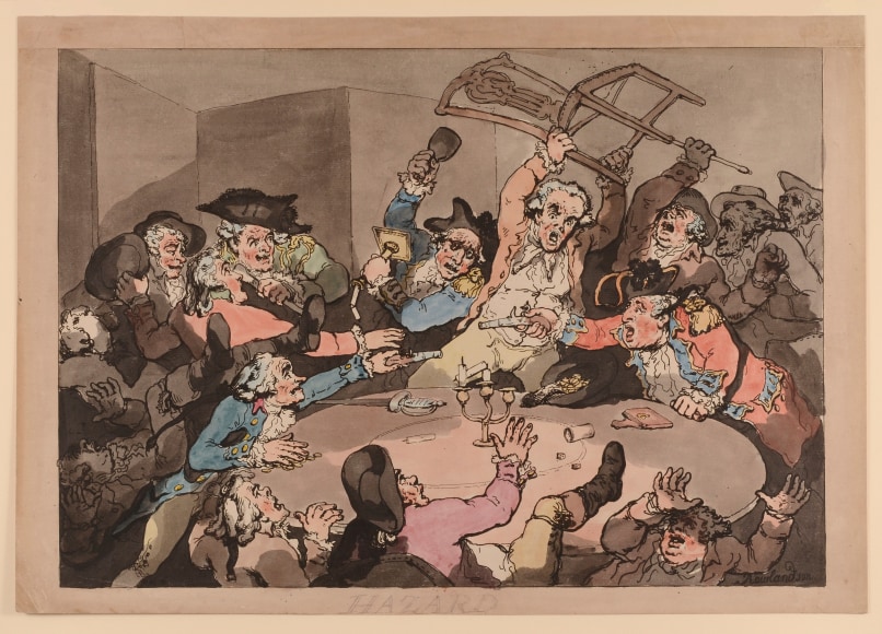 Thomas Rowlandson, A Kick-up at a Hazard Table