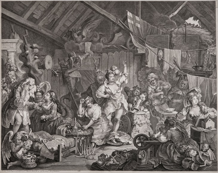 William Hogarth (1697-1764)  Strolling Actresses Dressing in a Barn, 1738  Etching and engraving on laid paper