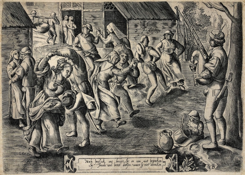 Pieter Baltens (1526/28(?)-1584)  Flemish Wedding Party with Bagpipe Player, ca. 1550-1580  Etching