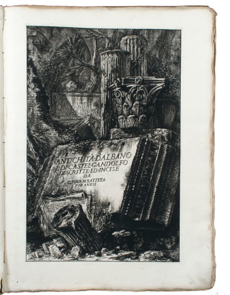 Giovanni Battista Piranesi, Antichit&agrave; d'Albano e di Castel Gandolfo; Descrizione...dell'Emissario del Lago Albano; Di due spelonche ornate dagli antichi alla Riva del Lago Albano