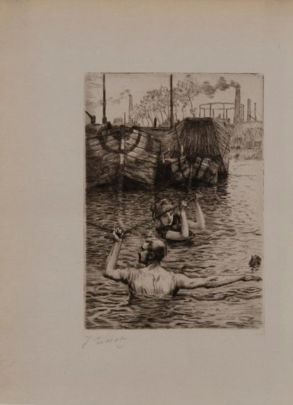 James Joseph Tissot, Ren&eacute;e Mauperin: Ren&eacute;e and Reverchon Swimming in the Seine