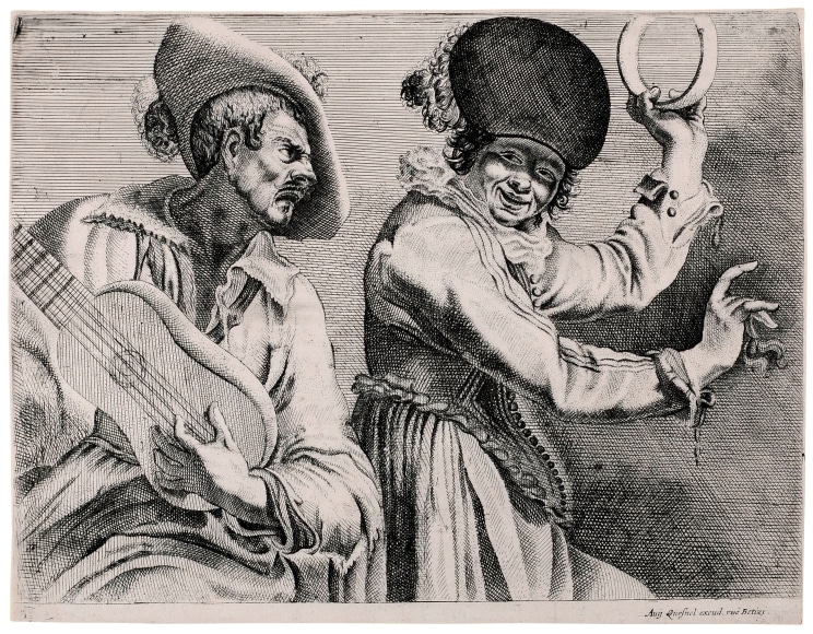 Augustin Quesnel, Two Musicians: A Man with a Guitar and a Woman Playing a Tambourine