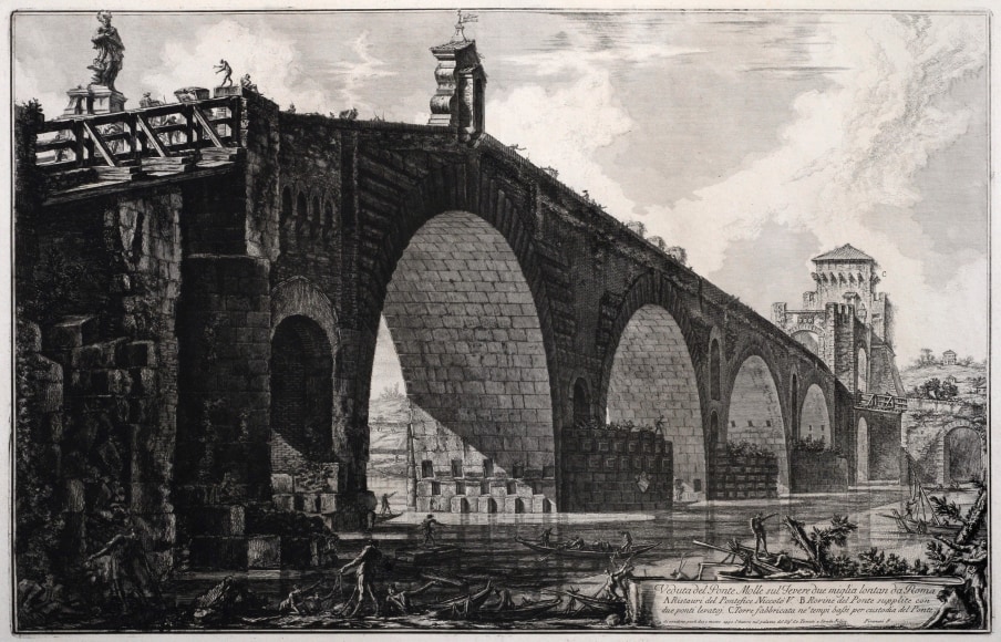 Giovanni Battista Piranesi, Veduta del Ponte Molle sul Tevere due miglia lonton da Roma