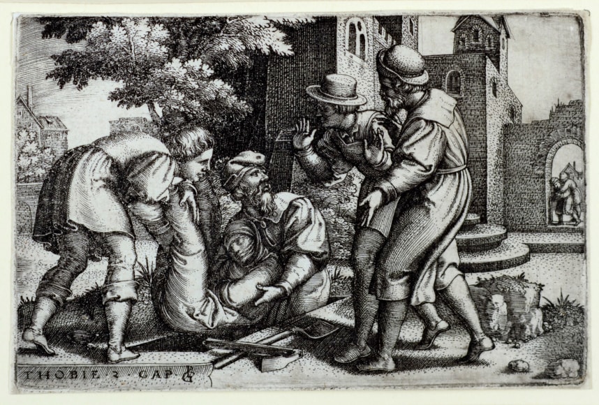 Georg Pencz (ca. 1500-1550)  Tobias Burying One of the Children of Israel