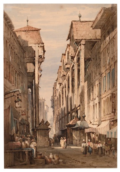 Samuel Prout, French Street with the Caf&eacute; du Mont Blanc