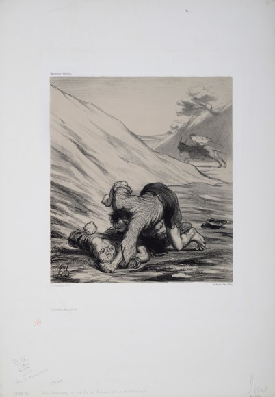 Honor&eacute; Daumier, L'&Acirc;ne et les deux voleurs