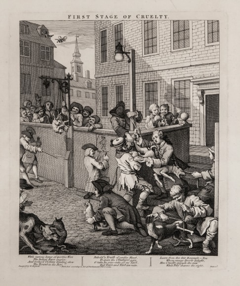 William Hogarth (1697-1764)  Series: The Four Stages of Cruelty, 1751  Complete set of four etchings and engravings on laid paper