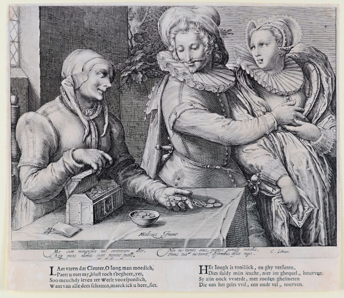 Jan Saenredam, Old Woman with a Young Couple