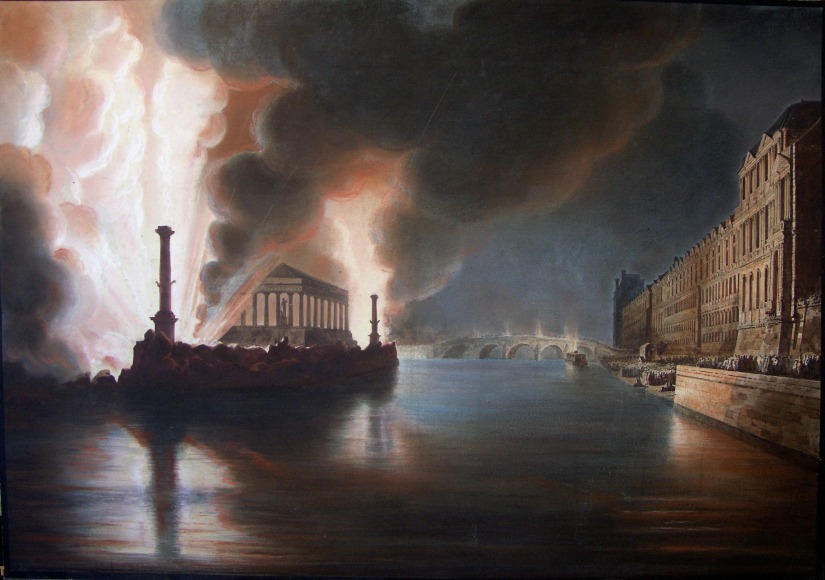 Francesco Piranesi, Temple du commerce et feu d'artifice sur la Seine, F&ecirc;te pour la paix g&eacute;n&eacute;rale don&eacute;e &agrave; Paris le 18 Brumaire an X