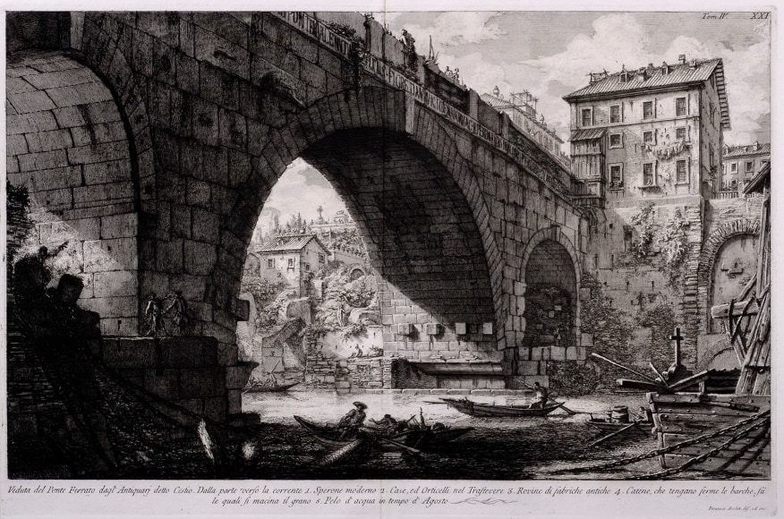 Giovanni Battista Piranesi, Veduta del Ponte Ferrato dagl' Antiquari detto Cestio