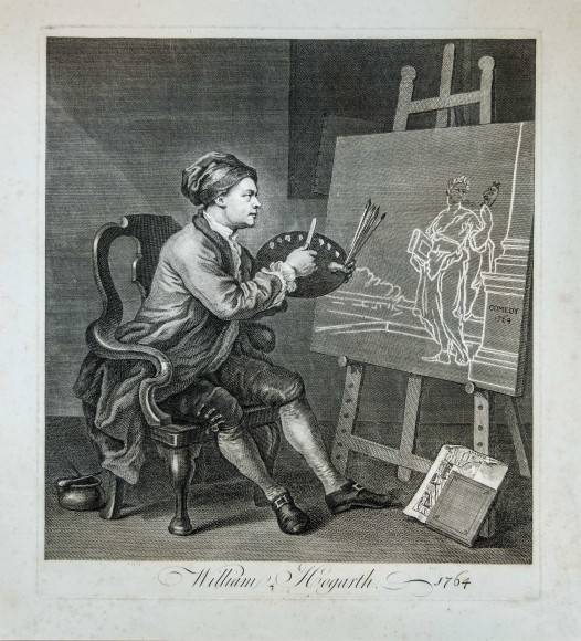 William Hogarth (1697-1764)  Hogarth Painting the Comic Muse, 1758  Etching and engraving on wove paper
