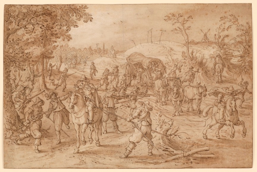 Sebastian Vrancx, Armed Men Attacking a Party of Travelers