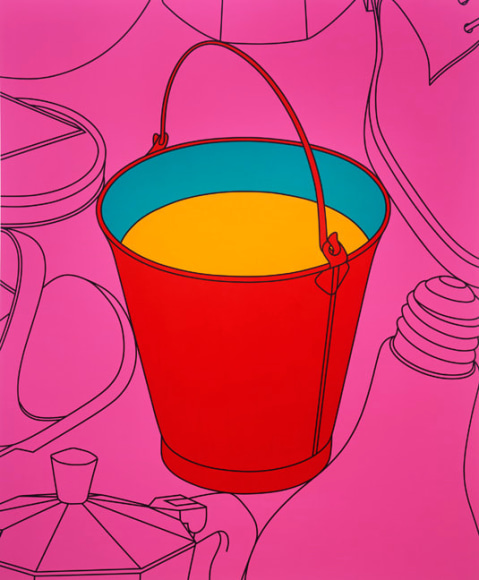 Michael Craig-Martin, Untitled (Bucket), 2009. Acrylic on aluminium, 182.9 x 152.4 cm. Courtesy of the artist &amp;amp; PKM Gallery.