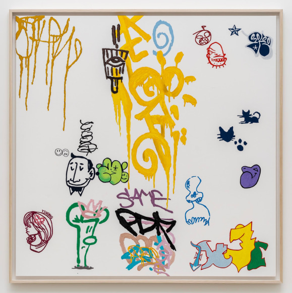 Young In Hong, Southville I, 2021. Viscos rayon thread, acrylic paint, cotton, 180 x 180 cm., Courtesy of the artist and PKM Gallery.