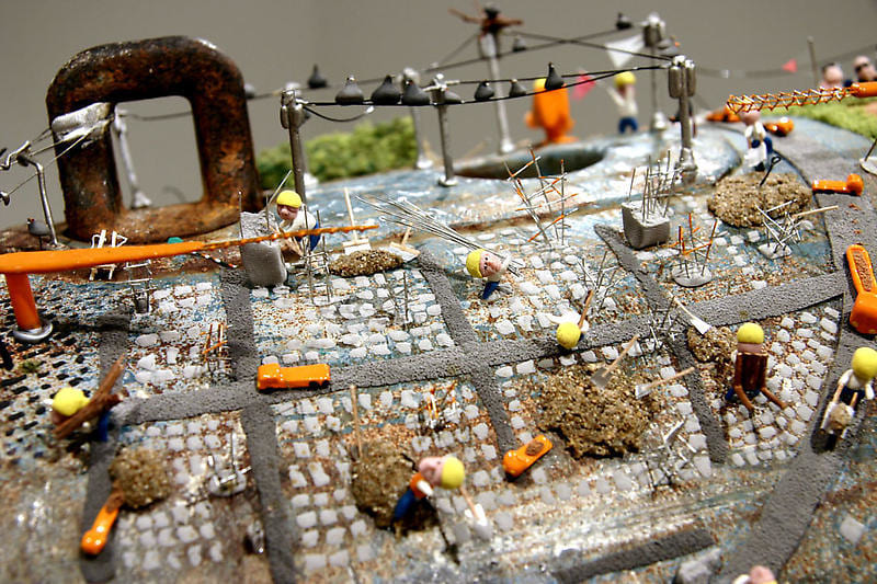 Ham Jin. City on a bombshell (detail), 2006. Mixed media on a bombshell, 37 x 122 x 38 cm.&nbsp;Courtesy of the artist &amp;amp; PKM Gallery.