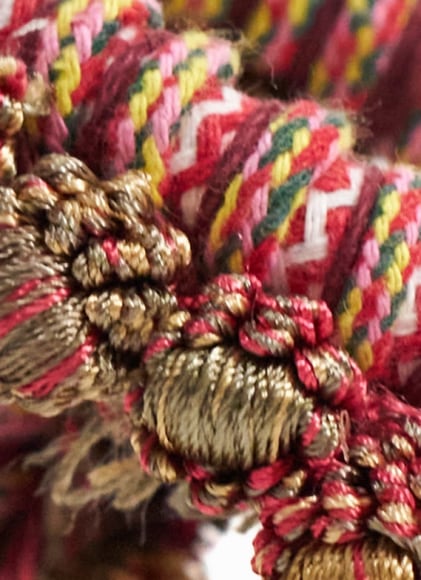 Young In Hong, Monument 2 - Symmetry (detail), 2025., Rope, textile strings and threads, and wood, 17 x 22 x 15.5 cm.