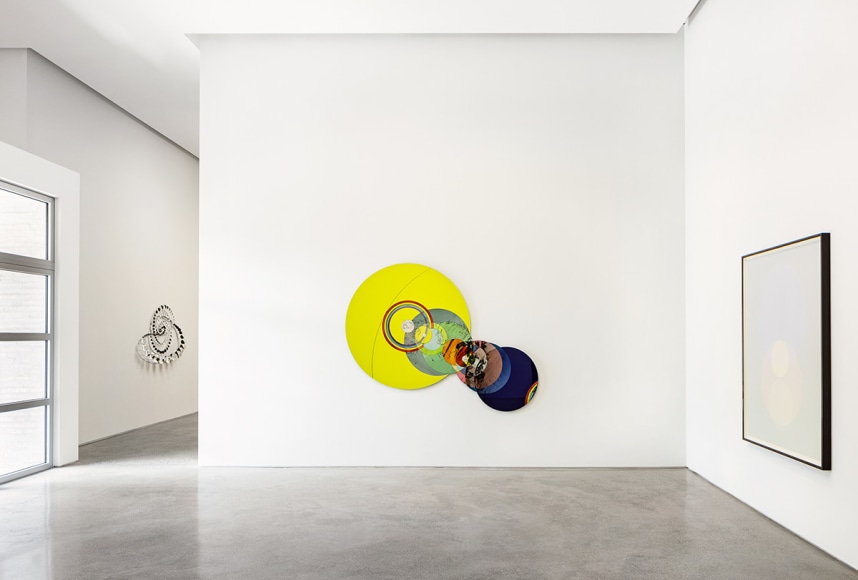 Installation View of Olafur Eliasson: 𝘐𝘯𝘴𝘪𝘥𝘦 𝘵𝘩𝘦 𝘯𝘦𝘸 𝘣𝘭𝘪𝘯𝘥 𝘴𝘱𝘰𝘵𝘴 at PKM., Courtesy of PKM Gallery.