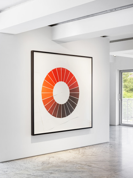 Installation View of Olafur Eliasson: 𝘐𝘯𝘴𝘪𝘥𝘦 𝘵𝘩𝘦 𝘯𝘦𝘸 𝘣𝘭𝘪𝘯𝘥 𝘴𝘱𝘰𝘵𝘴 at PKM+., Courtesy of PKM Gallery.