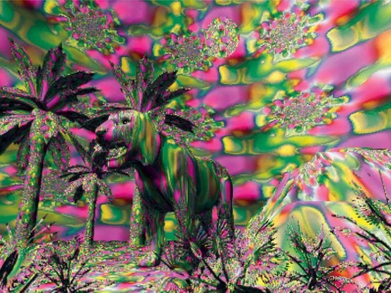 Cody Choi. Database Painting Series#1, Tiger#00, 1999. Vutek ink on mesh mounted on canvas, 183 x 244 cm.&nbsp;Courtesy of the artist &amp;amp; PKM Gallery.