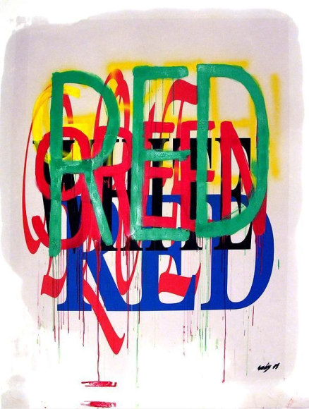 Cody Choi. Delirium Trigger - Red, 2008. Oil, acrylic and vutek ink on canvas, 186 x 150 cm. Courtesy of the artist & PKM Gallery.