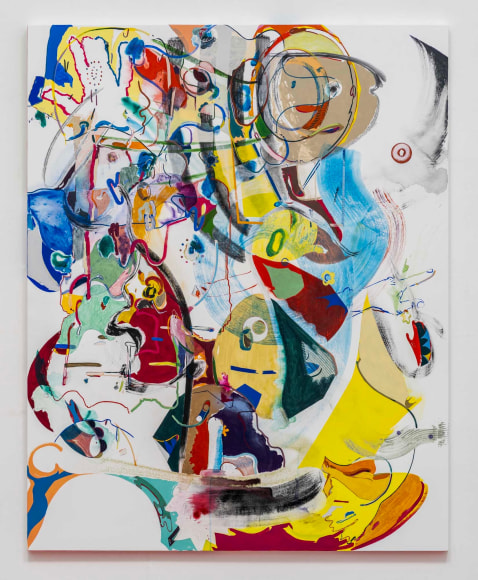 Young Do Jeong, Detective Ditto, 2022-2023. Acrylic, spray paint, color pencil, and graphite on canvas,, 162 x 129.8 cm. Courtesy of the artist & PKM Gallery.