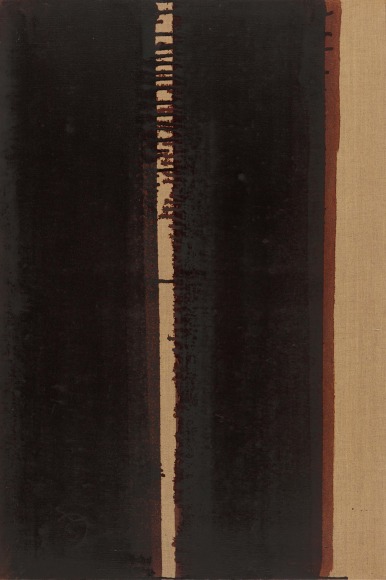 Yun Hyong-keun, Burnt Umber & Ultramarine, 1991. Oil on linen, 90.8 x 61 cm. , © Yun Seong-ryeol. Courtesy of PKM Gallery.