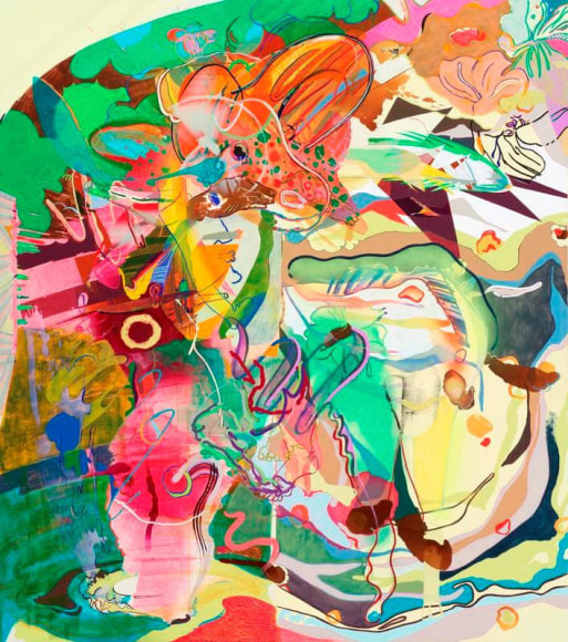 Young Do Jeong. Lost in camouflage, 2014-2015.&nbsp;Acrylic, spray paint, charcoal, conte, color pencil, graphite, and marker on canvas, 208 x 185 cm. Courtesy of the artist &amp;amp; PKM Gallery.