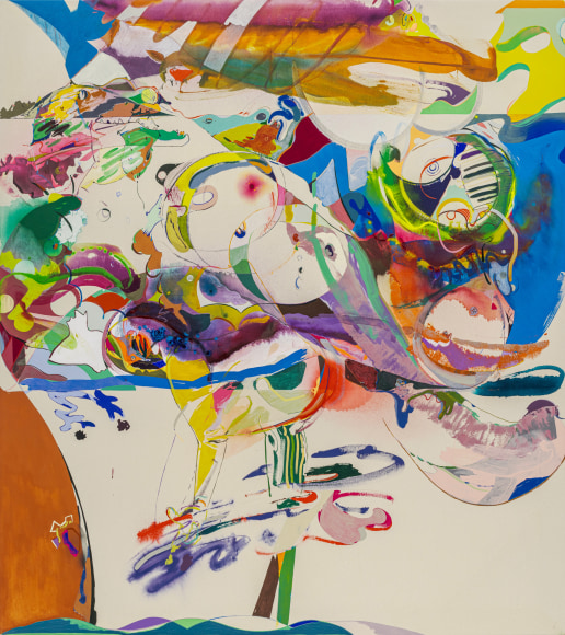 Young Do Jeong. Don't look back in anger, 2020-21, Acrylic, color pencil, and graphite on canvas, 208 x 185 cm. Courtesy of the artist & PKM Gallery.
