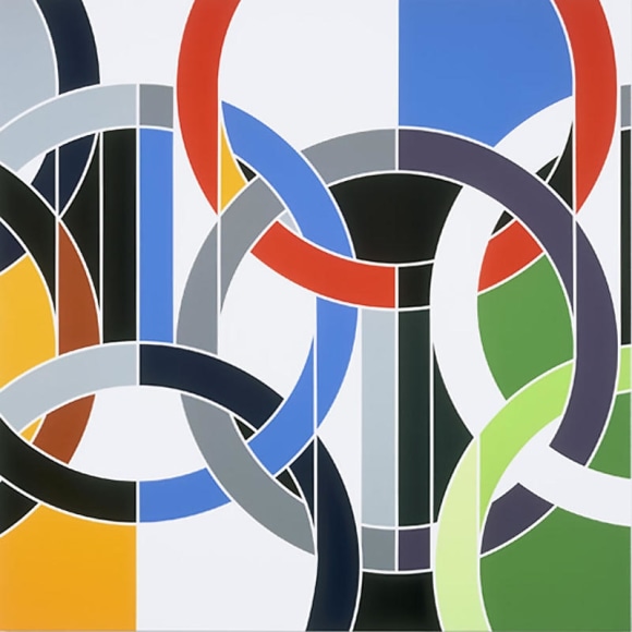 Sarah Morris. 1936 [Rings], 2006.&nbsp;Household gloss on canvas, 214 x 214 cm.&nbsp;Courtesy of the artist &amp;amp; PKM Gallery.