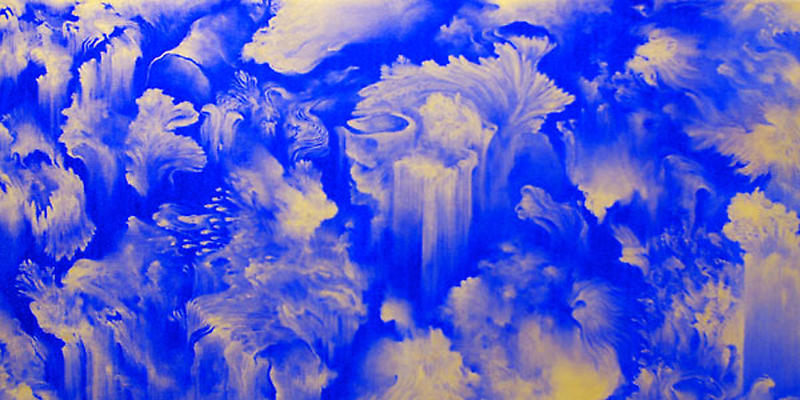 Moon Beom. Slow.same. #3015, 2006. Acrylics, oil stick, varnish on panel, 92 x 182 cm.&nbsp;Courtesy of the artist &amp;amp; PKM Gallery.