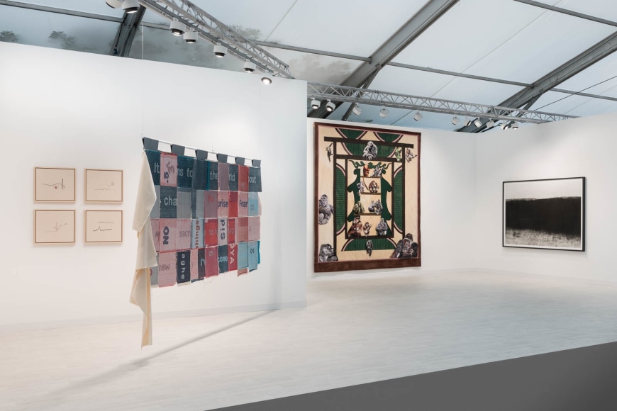 Installation view of Frieze London 2025 at Stand A01 in The Regent&#039;s Park., Courtesy of PKM Gallery. Photo by Mark Blower.
