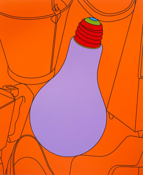 Michael Craig-Martin, Untitled (Lightbulb), 2009. Acrylic on aluminium, 182.9 x 152.4 cm. Courtesy of the artist &amp;amp; PKM Gallery.