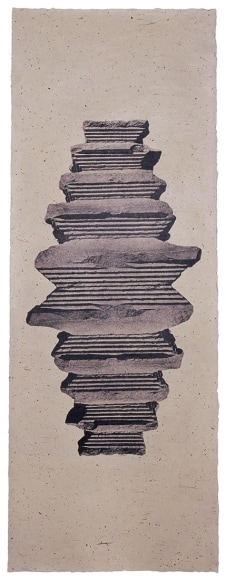 Jungjin Lee, Pagodas 98-17 (Ed.2/5), 1998. Photograph on hand-coated Korean Mulberry paper, 144.8 x 53.4 cm., Courtesy of the artist & PKM Gallery.