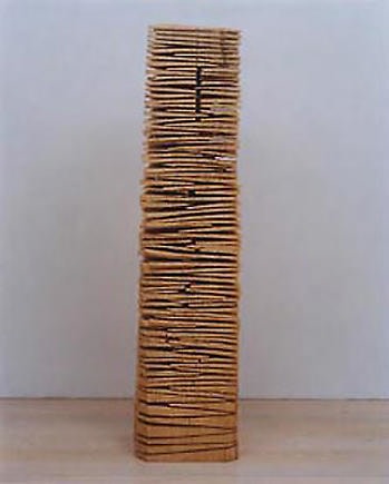 David Nash. Overlap Crack and Warp colum. Poplar, 141 x 34 x 30 cm. Courtesy of the artist & PKM Gallery.