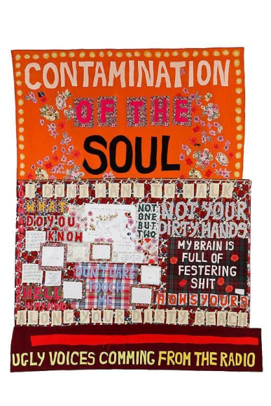 Tracey Emin. Contamination of the Soul, 2008. Appliquéd blanket, 250.5 x 199 cm. Courtesy of the artist & PKM Gallery.