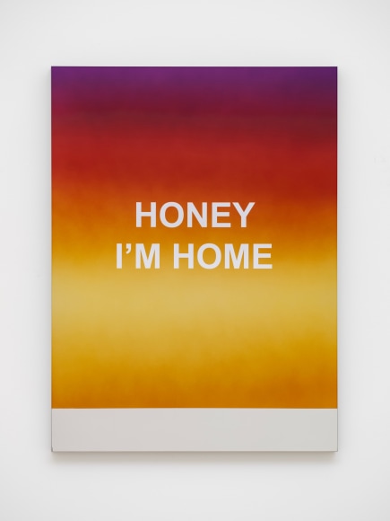 Wonwoo Lee, HONEY I'M HOME, 2025., Stainless steel super mirror, steel, paint, silkscreen, 160 x 120cm.