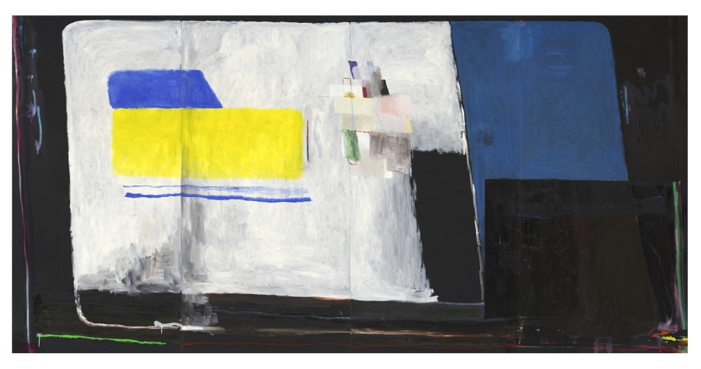 Bek Hyunjin. 밝은 어두움 Bright Darkness, 2020, Oil, enamel spray paint on linen, 206 x 412 cm. Courtesy of the artist & PKM Gallery., 