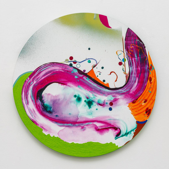 Young Do Jeong,&nbsp;So what, 2021.&nbsp;Acrylic, spray paint, color pencil and graphite on canvas,&nbsp;&oslash; 70 cm.&nbsp;, Courtesy of the artist &amp;amp; PKM Gallery.