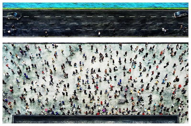 Sangbin IM. People- Times Square (Edition of 5), 2009. lambda print/diasec, 114.3 x 182.88 cm, edition of 5. Courtesy of the artist & PKM Gallery. 