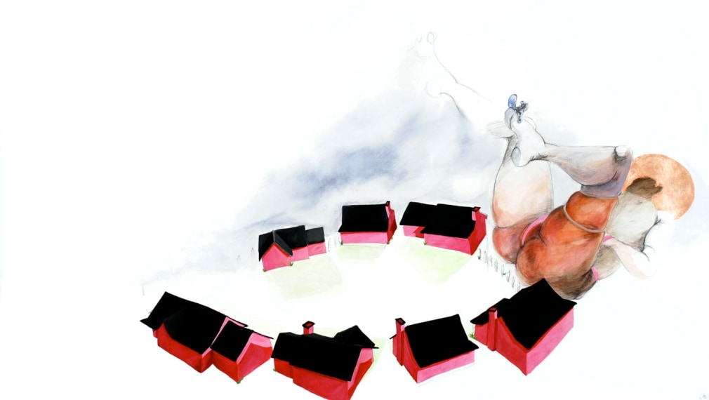 ZOË CHARLTON Saint of the Suburbs 2007, graphite and acrylic on paper, 50 x 90 inches.