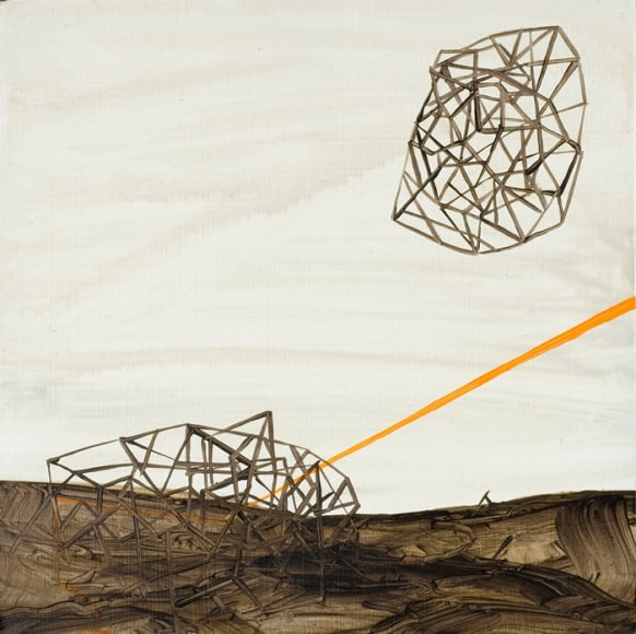 MAGNOLIA LAURIE at first it signified the limit, the conquest, until it vanished 2007, oil on panel, 18 x 18 inches.